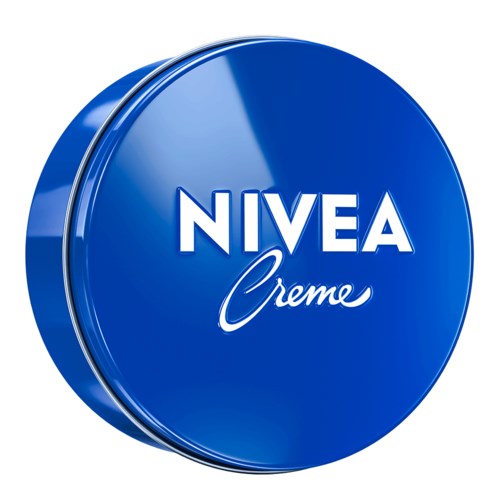 Sininen pyöreä kansi, jossa valkoinen teksti: NIVEA Creme.