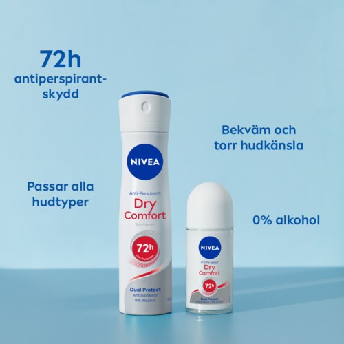 Två Nivea-deodoranter: en spray och en roll-on, ger 72 timmars skydd, är alkoholfria och passar alla hudtyper.