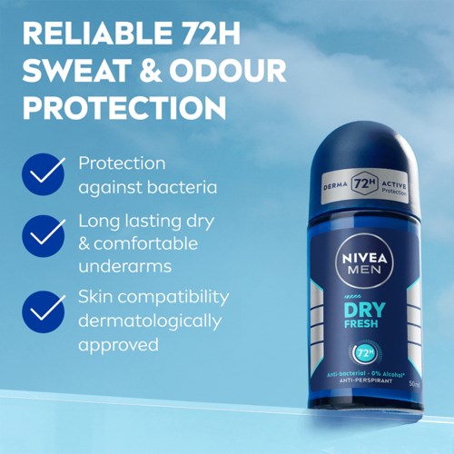 Nivea Men Deostick für 72 Stunden Schweiß- und Geruchsschutz, antibakteriell, dermatologisch getestet.