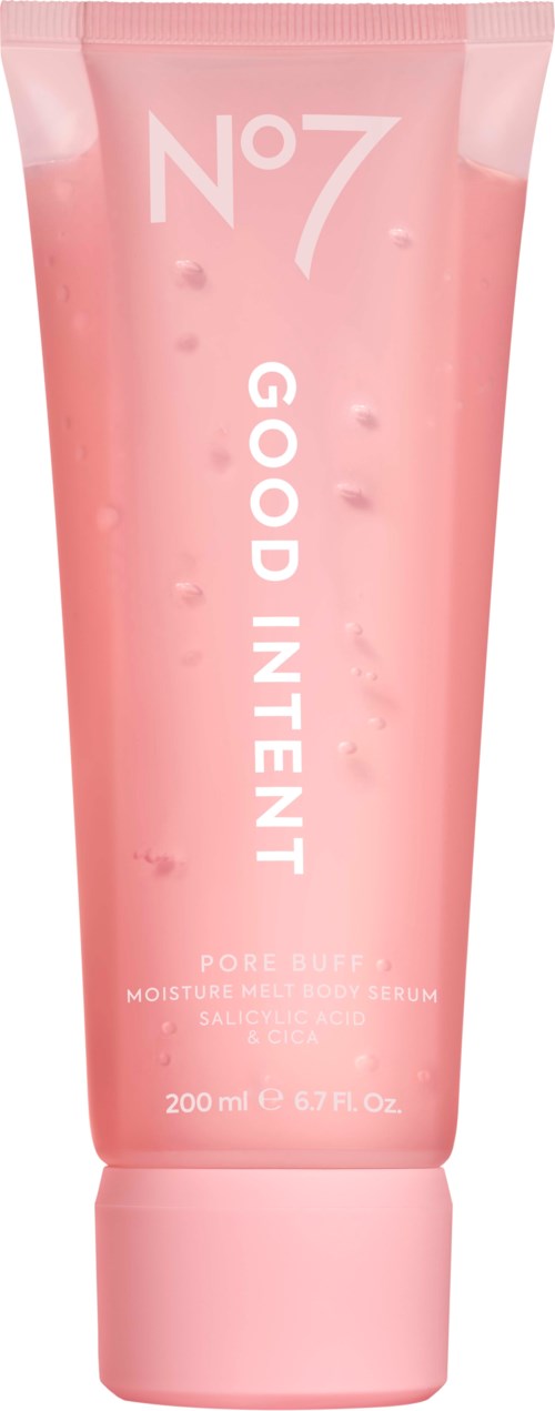 En rosa tub med No7 Good Intense pore refiner fuktgivande serum med lock. 