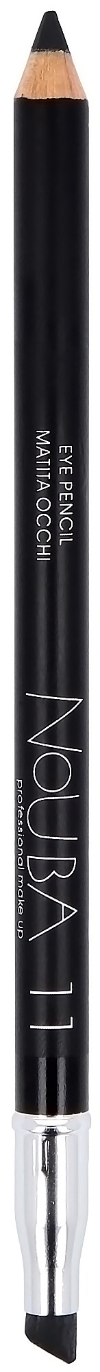 A black eyebrow pencil with a sharpened tip and a silver cap, branded "NOBRA" on the side.