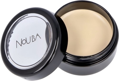 A black container with a lid open, showing cream inside and the word 'NOUA' on the lid.