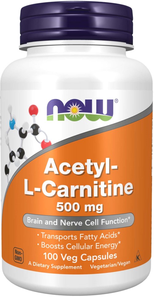 Vitaminpillanturkallad 'Acetyl-L-Carnitine 500 mg, stödjer hjärn- och nervfunktion, transporterar fetter, ökar energin, 100 veganska kapslar.