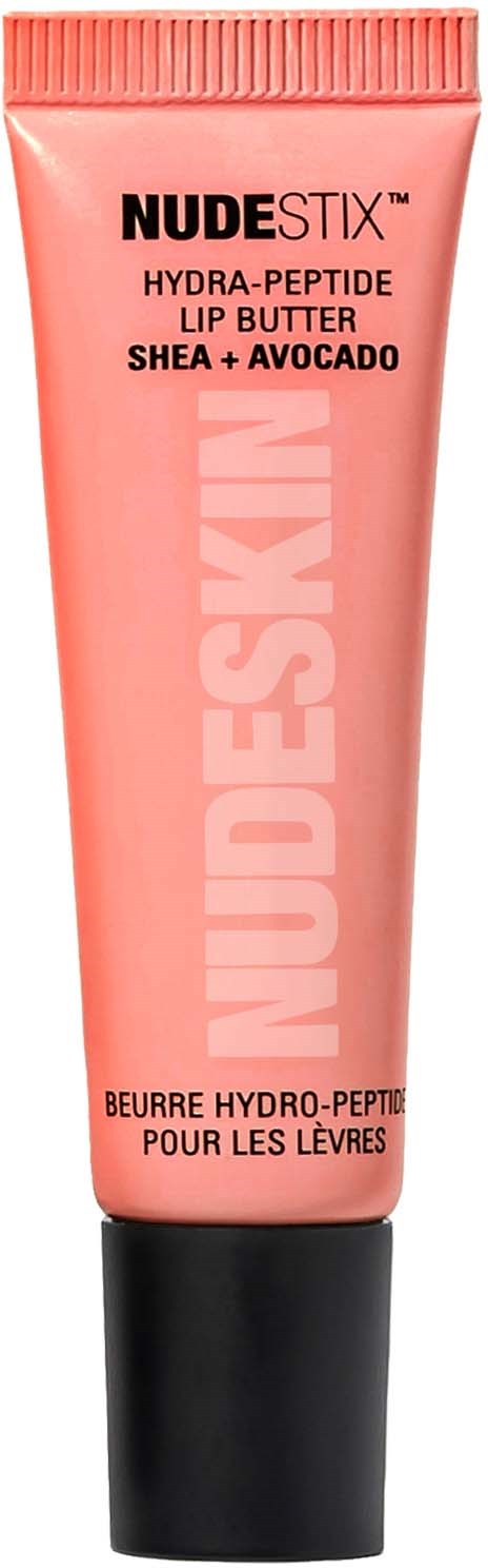 Rosa putkilo huulivoiteella, sheavoi ja avokado, nimeltä Nude Stix, Hydra-Peptide, pehmeille huulille.