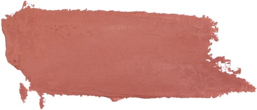 Ein großer, strukturierter, rosa-brauner Pinselstrich auf weißem Hintergrund.