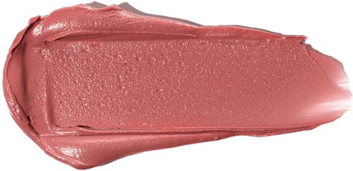 Een kwastje roze-bruin lippenstift ziet glanzend en glad uit.