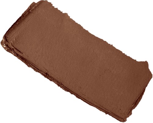 Een bruine make-up spons op een witte achtergrond.
