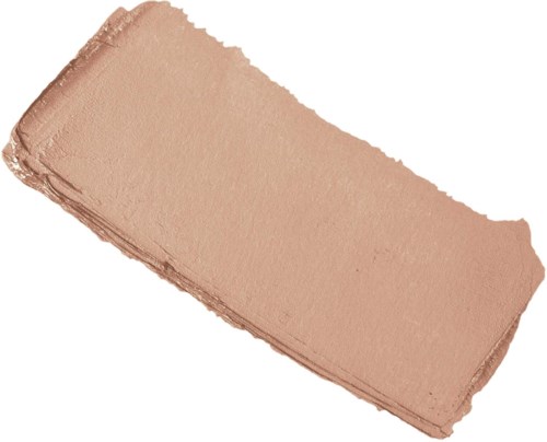 Een grote, beige make-up compact met een glad oppervlak.