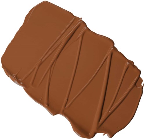 A chocolate bar with a smooth surface and diagonal lines on top.