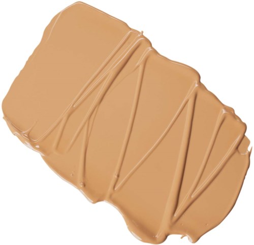 A caramel-covered snack with zigzag chocolate drizzle on top.