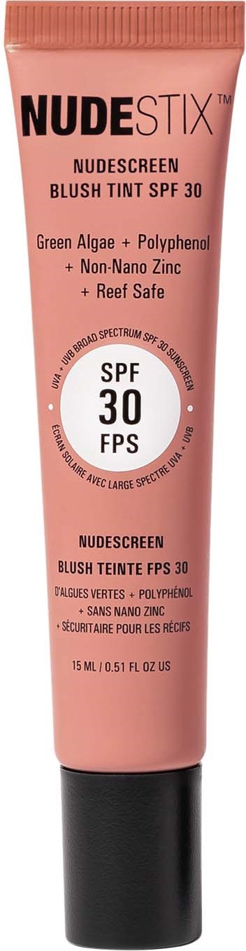 Aurinkosuojavoideputkilossa lukee NudeStix, SPF 30, vihreä levä, polypodium ja reef safe ainesosat, 15 ml.