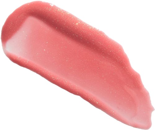 Roze gel met glitters, uitgesmeerd op een oppervlak, glad en glanzend.