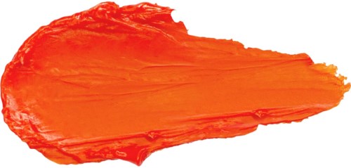 Oranje verfstreek op witte achtergrond.