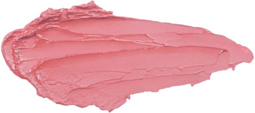 Eine Klappe mit rosa Creme oder Lippenstift, auf eine Oberfläche aufgetragen, mit texturierten Strichen.