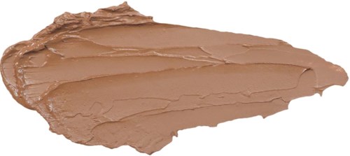 Een vleugje bruine make-up of foundation op een witte achtergrond.