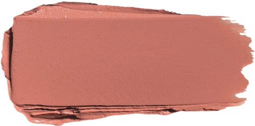 Een proefstaal van roze-bruin lippenstift of make-up product met onregelmatige randen.