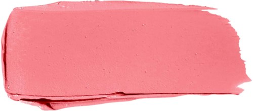 Een roze lippenstiftvlek met ongelijke randen op een witte achtergrond.