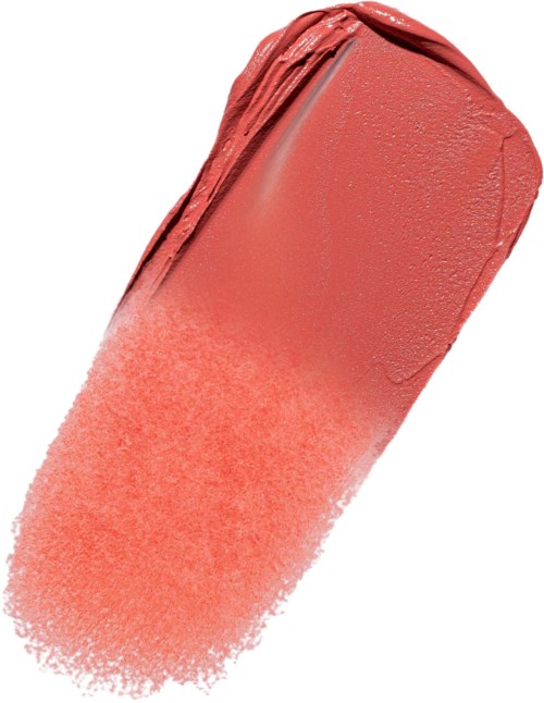 Ein Lippenstift mit glatter, runder Oberseite und matter Oberfläche in Korallenrosa.