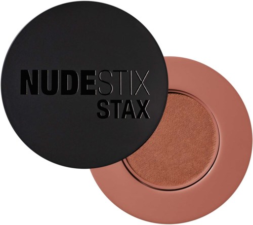 Nude Stix Stash blushdoos met zwarte deksel en roze container.