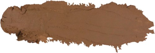Een strook bruine make-up of foundation op een zwarte achtergrond.
