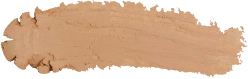 A smear of beige foundation makeup on a white background.