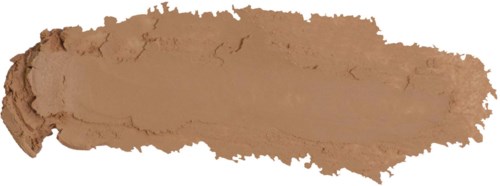 Een streepje bruine make-up of gezichtsschmink met een ruw, ongelijk rand.
