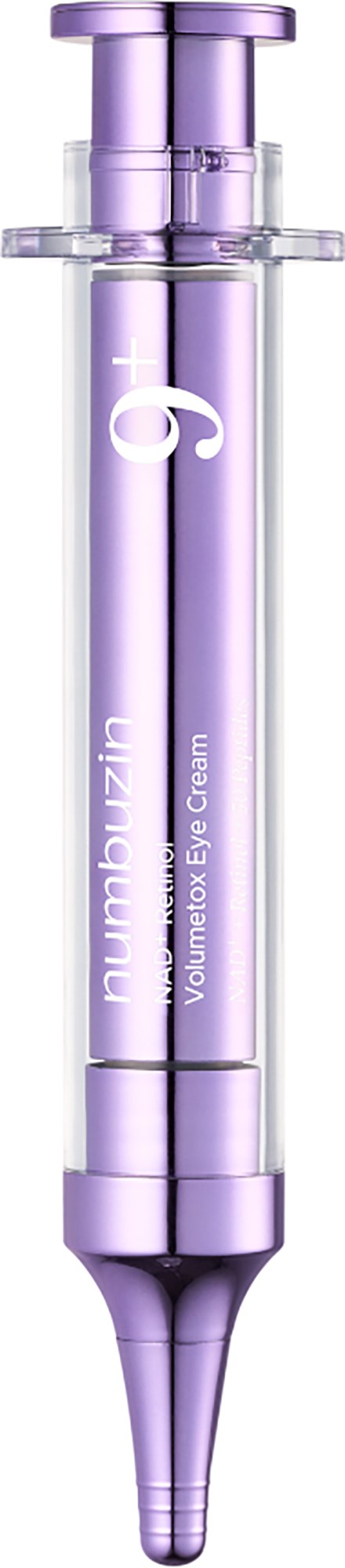 Een paarse pen met spits uiteinde met het label Versed Eyes Cream. Het lijkt op een oogverzorgingsproduct.