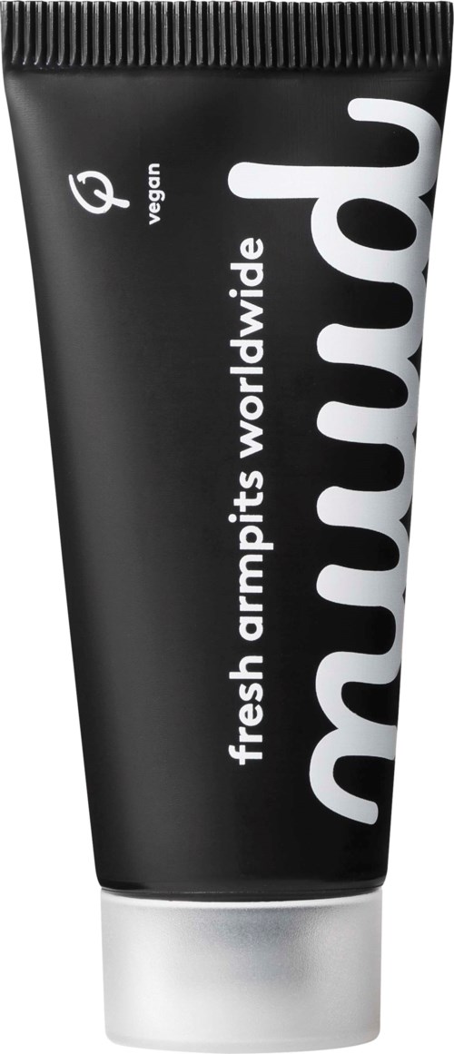 Musta putkilö, jossa on valkoinen teksti 'fresh armpits worldwide' ja pieni vegaaninen symboli.