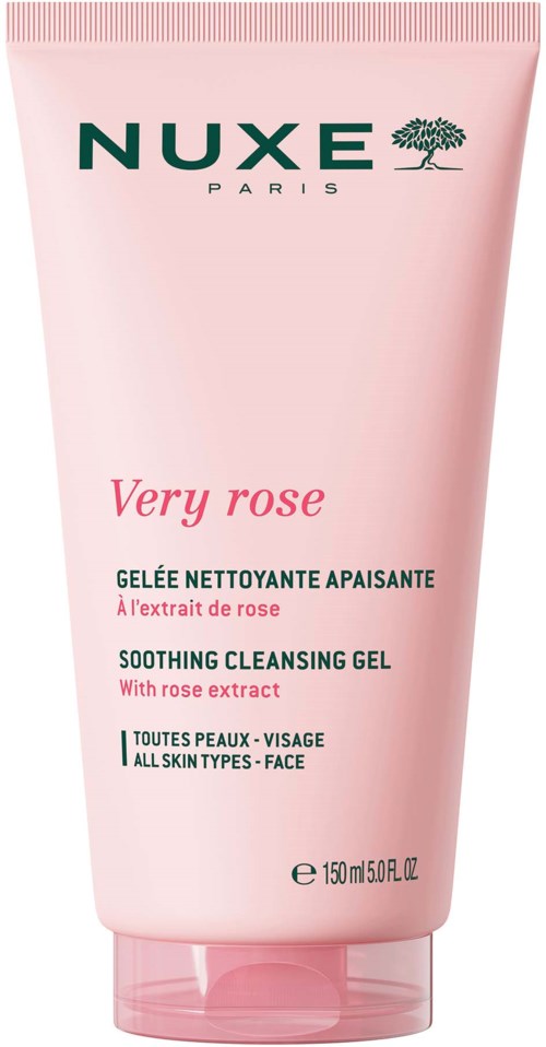 Nuxe Very Rose rauhoittava puhdistusgeeli, ruusun etikka, kaikille ihotyypeille.