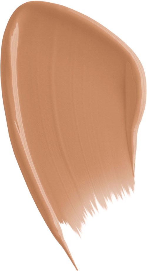 En beige, krämig vätska utspridd på en yta med en slät, böjd form och penseldrag.