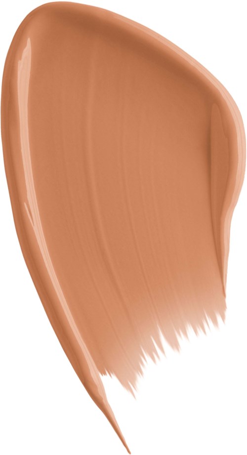 A large streak of liquid foundation or concealer with a tapered, brush-like end.