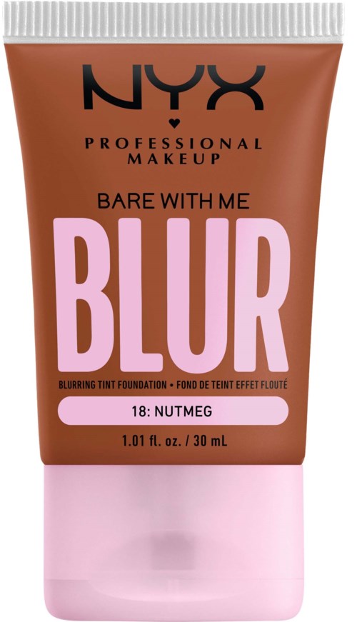Een NYX professioneel make-upproduct met de tekst 'Blur' in een bruin tube met roze en zwarte tekst.