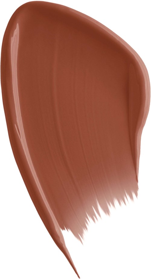 A brown hairbrush with fine, soft bristles and a curved handle.