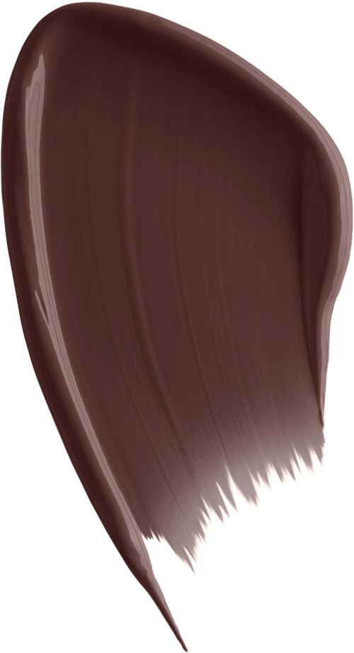 A large, curved, brown brush stroke with jagged edges at the bottom.
