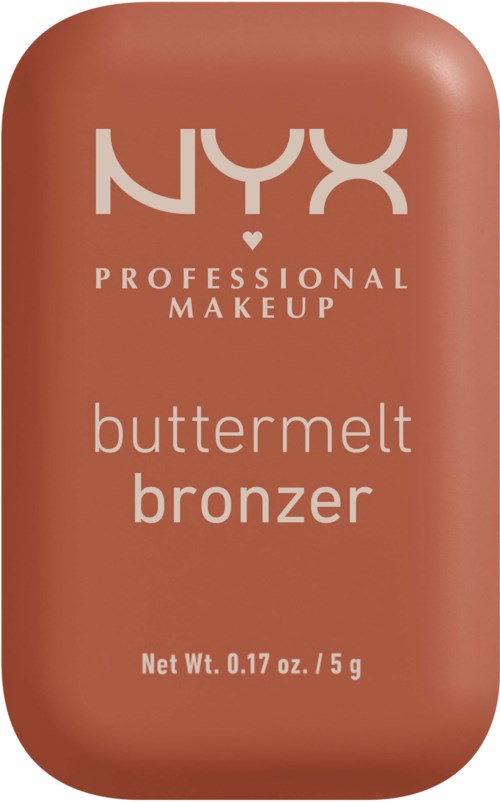 Een kleine, bruine make-up compact met NYX Professional Makeup Butter Melt Bronzer.