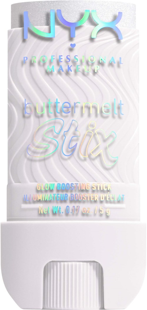 A white container with colorful, glowing text advertising a glow boost magnetic outer coil stick for professional makeup.