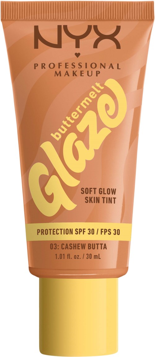 Eine Tube NYX butter gloss, weicher Haut-Tönung, mit SPF 30, in Cashew Butta Farbe, 30 ml.