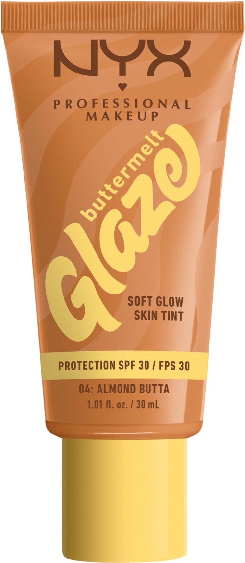 Eine Tube NYX Butter Gloss, Soft Glow Haut-Tint, SPF 30, Mandel Butta, 30 ml.