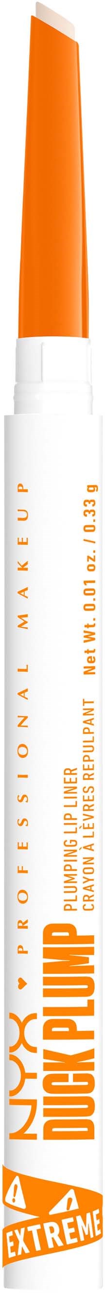 Ein weißer Marker mit orangefarbenem Deckel und Spitze, gekennzeichnet als NYX Professional Makeup für kräftige, leuchtende Farben.