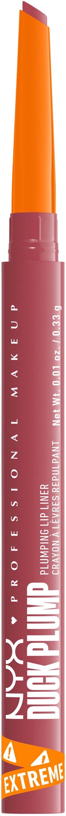 Ein Lippenpflegestift mit rosa Tube und orangeem Deckel, beschriftet NYX Soft Matte Lip Cream Extreme.