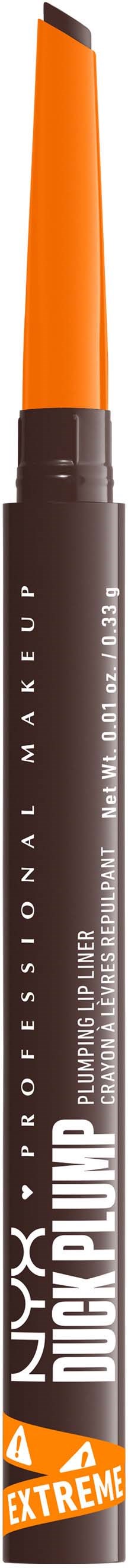 Langer orange-schwarzer Make-up-Stift mit "NYX Professional Makeup" Aufschrift. Es ist ein Lippenstift.