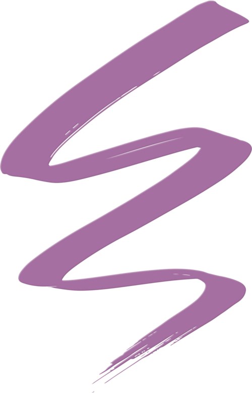 A purple, abstract, flowing brushstroke with a spiral shape.