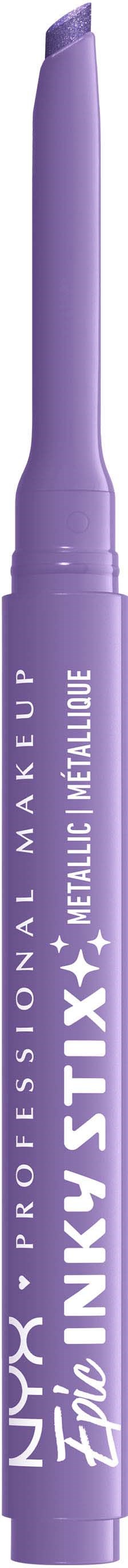 A purple liquid eyeliner pen with a pointed tip and white text. It is from NYX and called Epic Ink Stix.