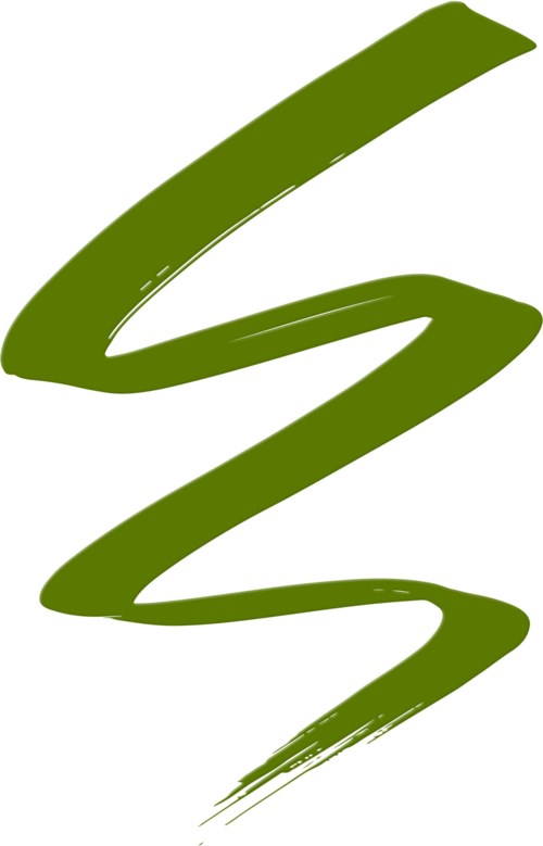 Green, brush-stroke style spiral or wave design. Abstract and flowing shape.