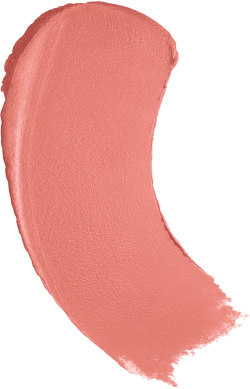 A beige-colored brush stroke with a curved shape and textured appearance.