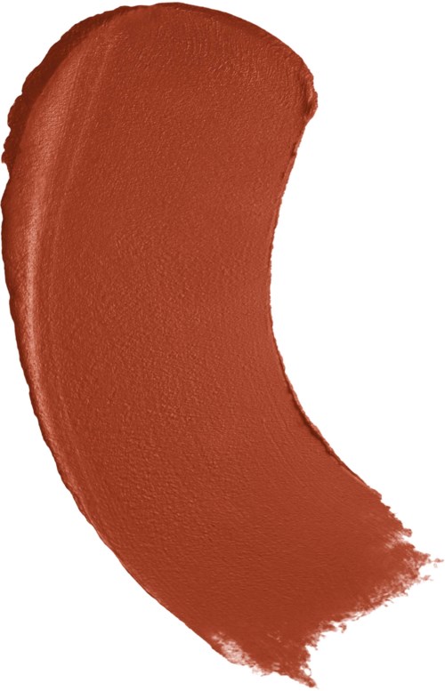 A brown, crescent-shaped brush stroke on white background.