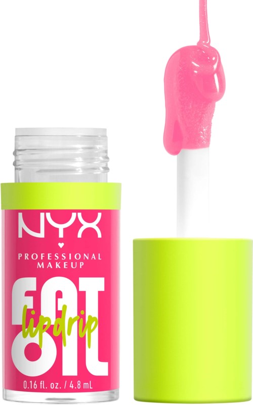 NYX Lippen Gloss Tube mit pinkem Glanz auf dem Applikator.