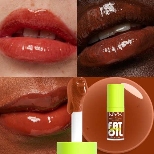  Nahaufnahme von Lippen mit verschiedenen matten Lippenstiften und einem NYX Lipgloss.