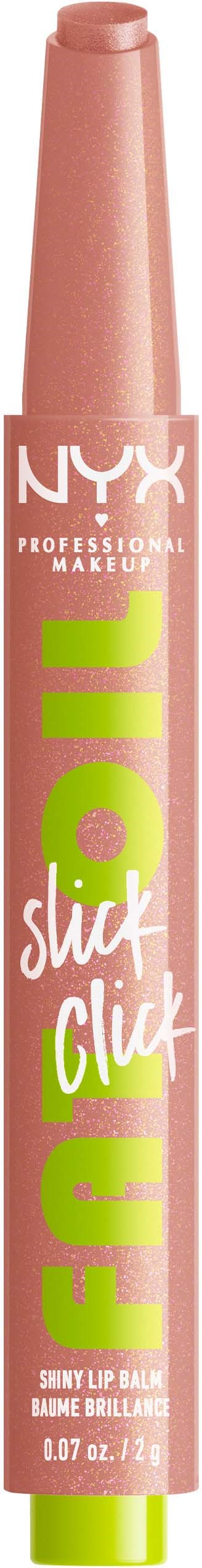 A pink NYX lip gloss with green and white text, labeled 'Frix Flic'. It is a makeup product for lips.