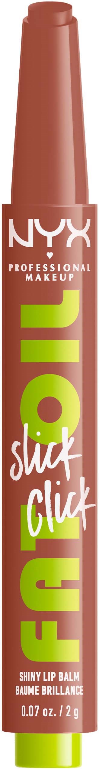 NYX lip stick with a pink and green packaging, labeled "Farrow" and "Slush Click".